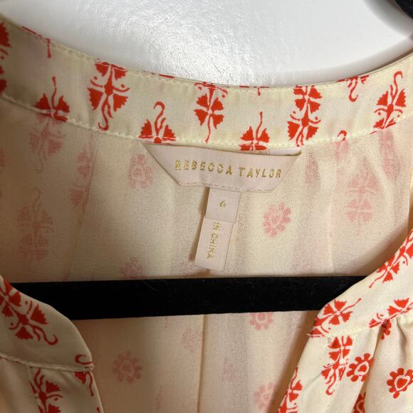 Rebecca Taylor Block Print Mix Silk Dress Size 6 Flawed - Picture 12 of 12